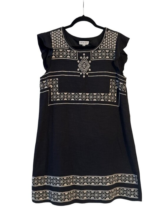 Dresses & Skirts - Black Dress with White Embroidered Trim